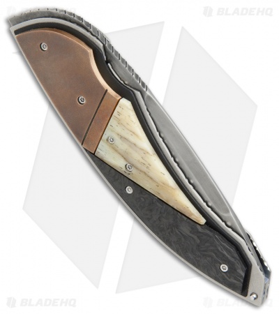 Corrie Schoeman Panerai Flipper Knife Giraffe Bone/Carbon Fiber (3" Hamon)