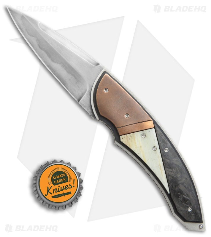 Corrie Schoeman Panerai Flipper Knife Giraffe Bone/Carbon Fiber (3" Hamon)