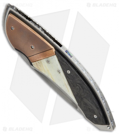 Corrie Schoeman Panerai Flipper Knife Giraffe Bone/Carbon Fiber (3" Hamon)