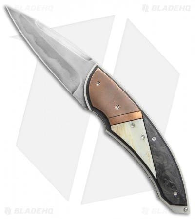 Corrie Schoeman Panerai Flipper Knife Giraffe Bone/Carbon Fiber (3" Hamon)