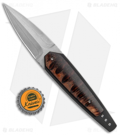 Corrie Schoeman Shout Liner Lock Dagger Knife Banxia Pod (Damascus)