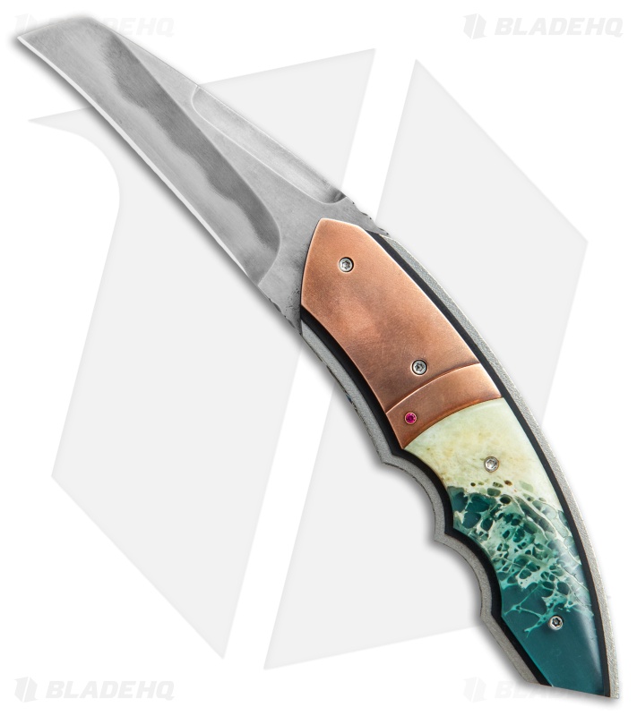 Corrie Schoeman Snout Flipper Knife Giraffe Bone/Bronze (2.5" Hamon)