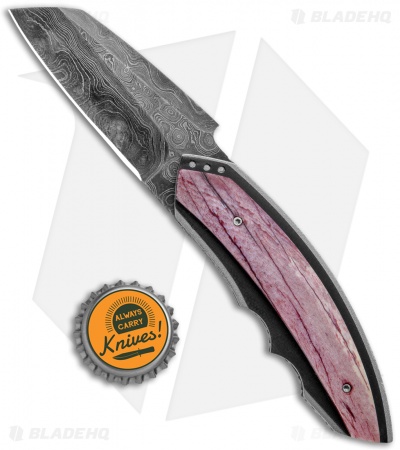 Corrie Schoeman Snout Liner Lock Knife Red Bone/G-10 (2.5" Damascus)