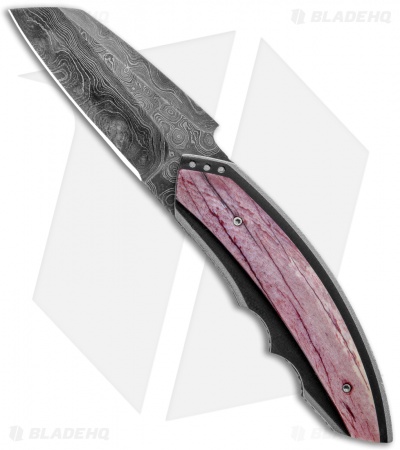 Corrie Schoeman Snout Liner Lock Knife Red Bone/G-10 (2.5" Damascus)