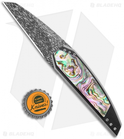 Corrie Schoeman Strike Liner Lock Knife Abalone/Carbon Fiber (3" Damascus)