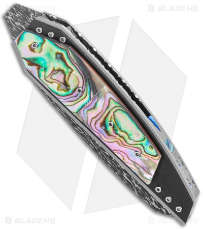 Corrie Schoeman Strike Liner Lock Knife Abalone/Carbon Fiber (3" Damascus)