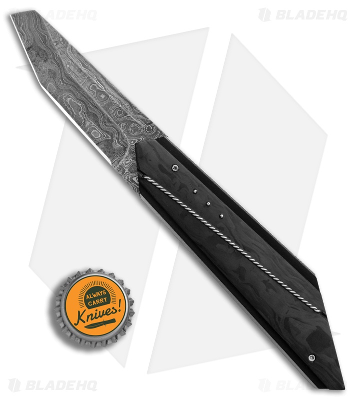 Corrie Schoeman T-Mate Flipper Knife Marble Carbon Fiber (2.875" Damascus)