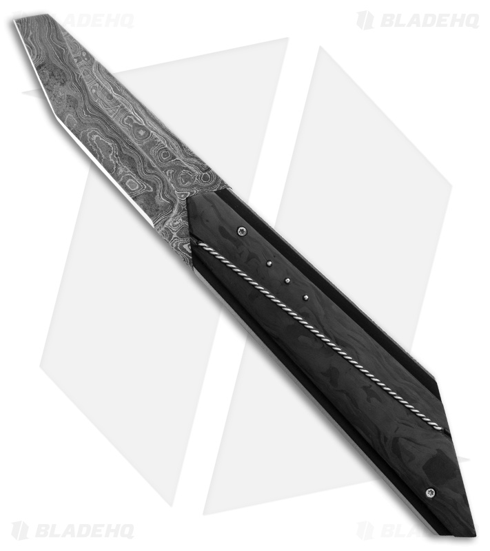 Corrie Schoeman T-Mate Flipper Knife Marble Carbon Fiber (2.875" Damascus)