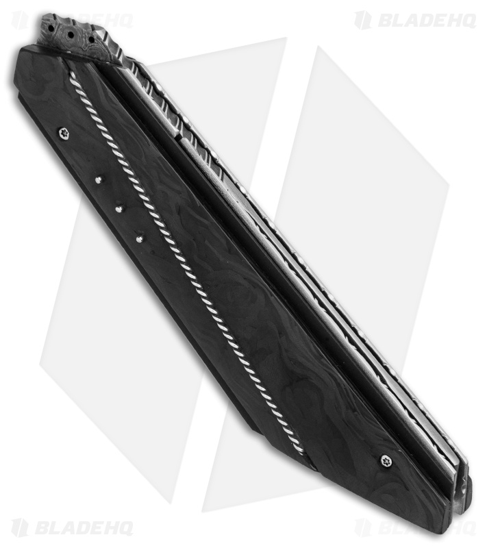 Corrie Schoeman T-Mate Flipper Knife Marble Carbon Fiber (2.875" Damascus)