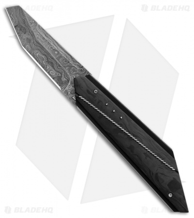 Corrie Schoeman T-Mate Flipper Knife Marble Carbon Fiber (2.875" Damascus)