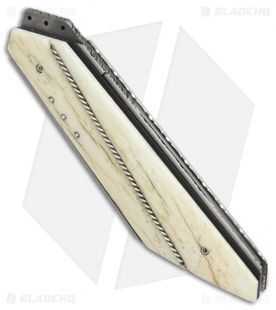 Corrie Schoeman T-Mate Flipper Knife Giraffe Bone (2.5" Hamon)