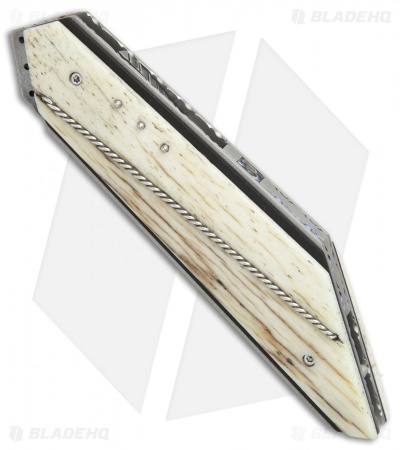 Corrie Schoeman T-Mate Flipper Knife Giraffe Bone (2.5" Hamon)