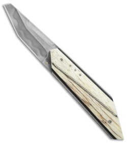 Corrie Schoeman T-Mate Flipper Knife Giraffe Bone (2.5" Hamon)