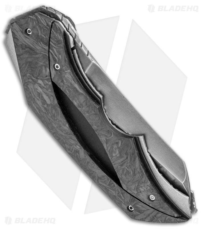 Corrie Schoeman X-Ecute Flipper Knife Marble Carbon Fiber (3" Damascus)