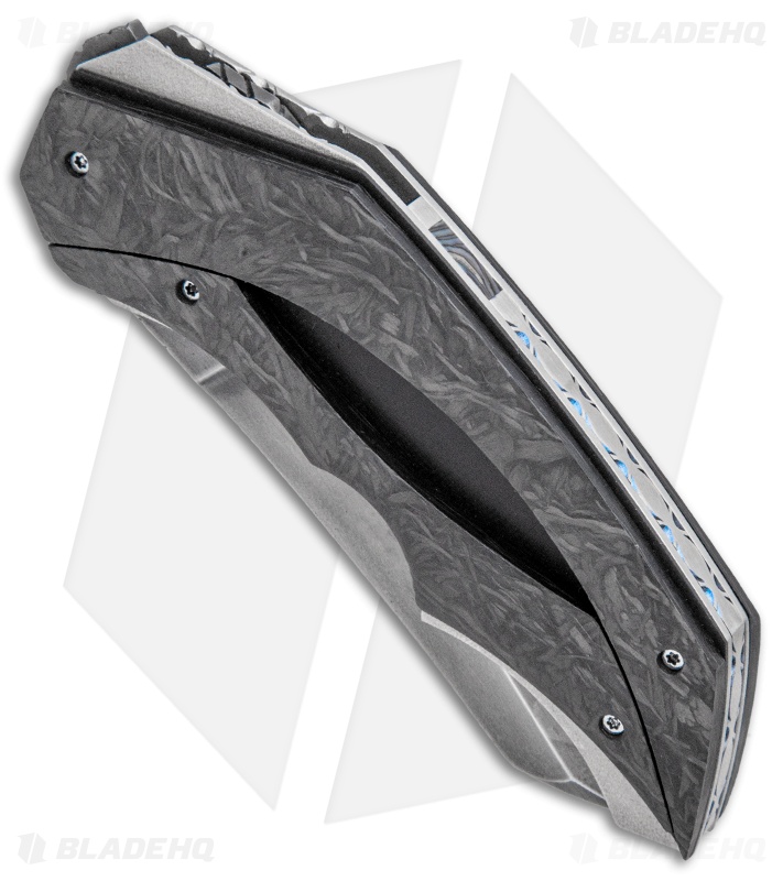 Corrie Schoeman X-Ecute Flipper Knife Marble Carbon Fiber (3" Damascus)
