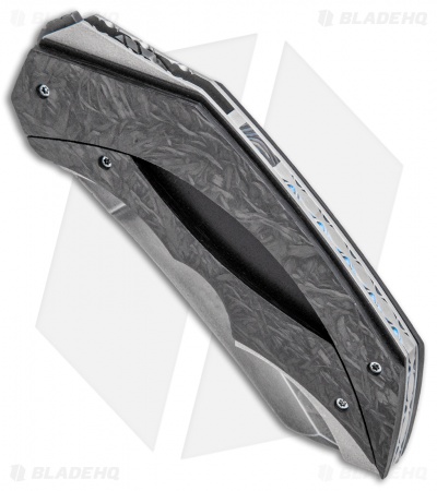 Corrie Schoeman X-Ecute Flipper Knife Marble Carbon Fiber (3" Damascus)
