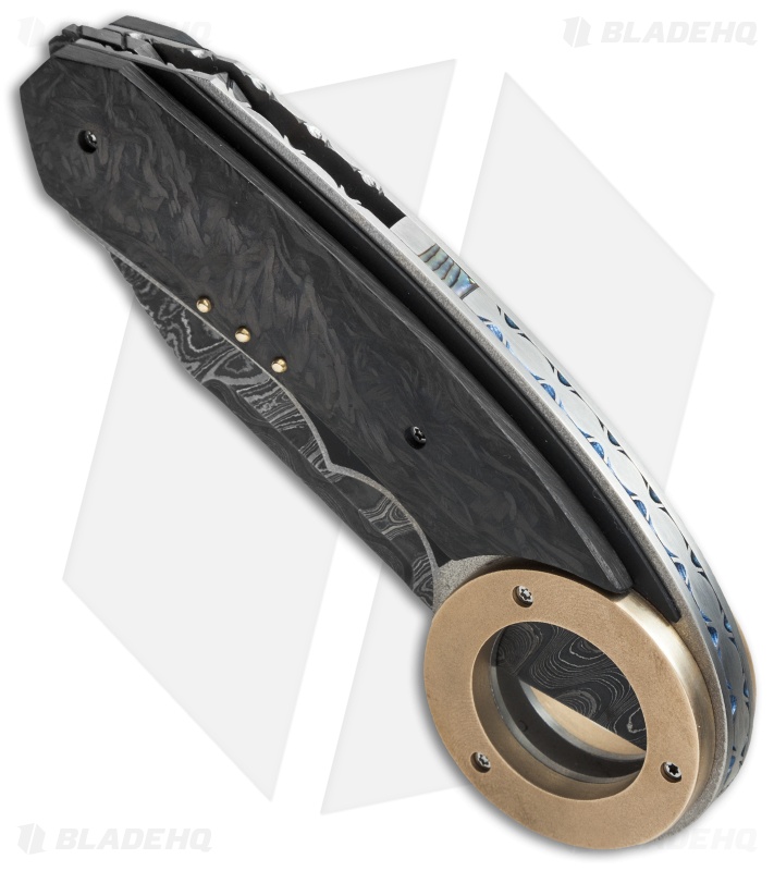 Corrie Schoeman Karambit Flipper Folder Marbled Carbon Fiber (3.25" Damascus)
