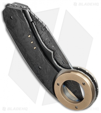 Corrie Schoeman Karambit Flipper Folder Marbled Carbon Fiber (3.25" Damascus)