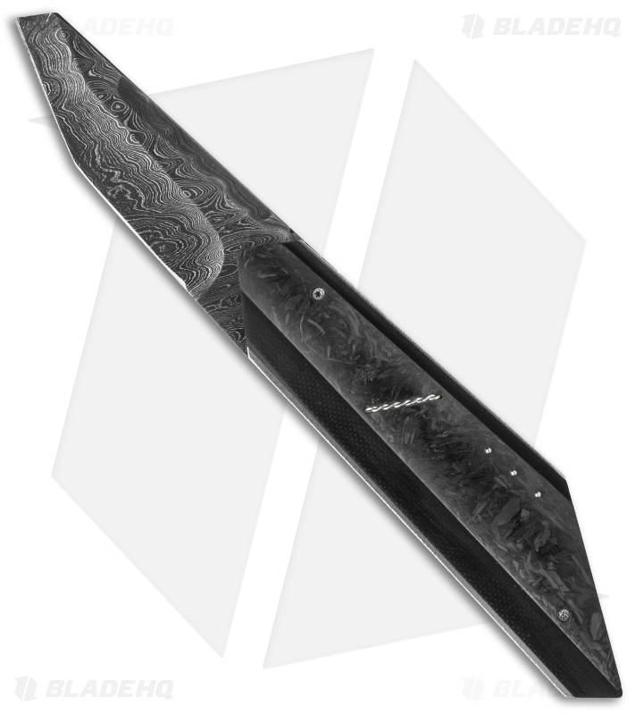 Corrie Schoeman T-Mate Flipper Knife Marbled Carbon Fiber (2.875" Damascus)