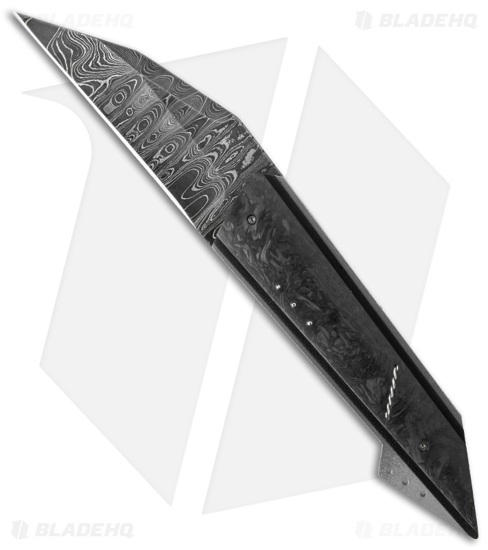 Corrie Schoeman X-Ploit Flipper Knife Marbled Carbon Fiber (3.25" Damascus)