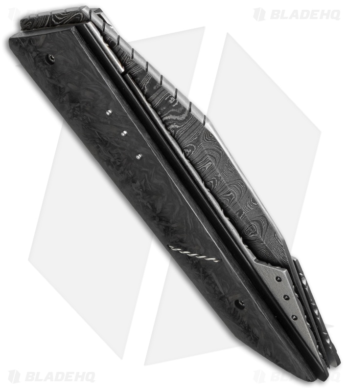 Corrie Schoeman X-Ploit Flipper Knife Marbled Carbon Fiber (3.25" Damascus)
