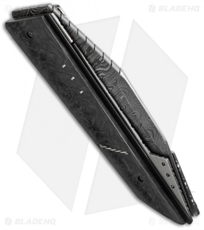 Corrie Schoeman X-Ploit Flipper Knife Marbled Carbon Fiber (3.25" Damascus)