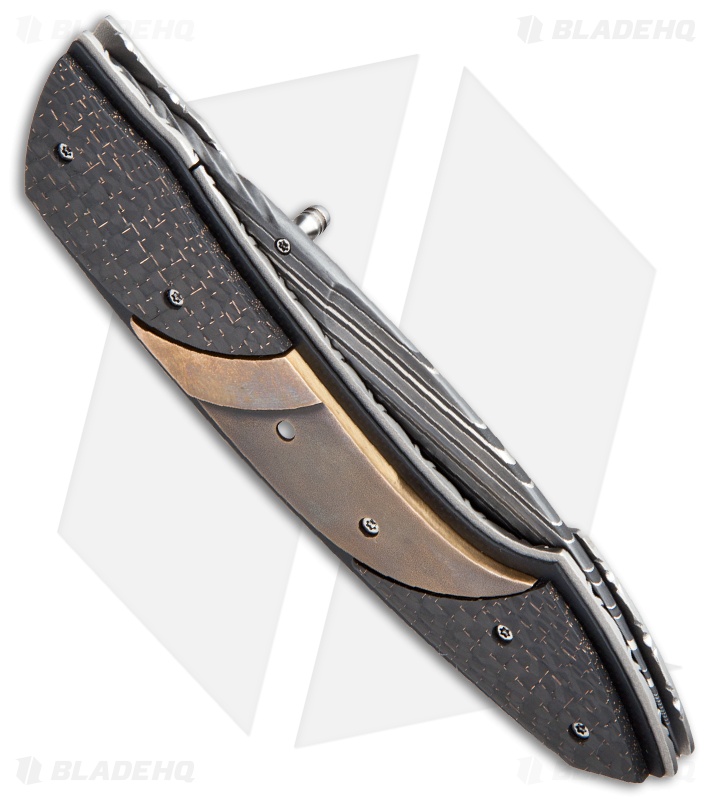 Corrie Schoeman X-Ist Liner Lock Knife Bronze/LSCF (3.5" Damascus)