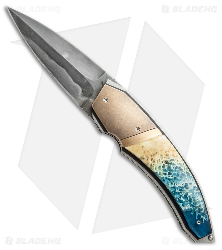 Corrie Schoeman Panerai Flipper Knife Resin Impregnated Bone (3.25" Hamon)