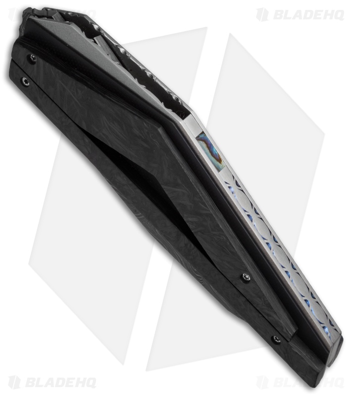 Corrie Schoeman D-Fuse Flipper Knife Marble Carbon Fiber (3.3" Damascus)