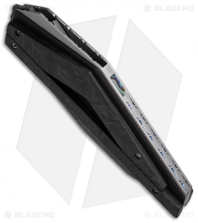 Corrie Schoeman D-Fuse Flipper Knife Marble Carbon Fiber (3.3" Damascus)