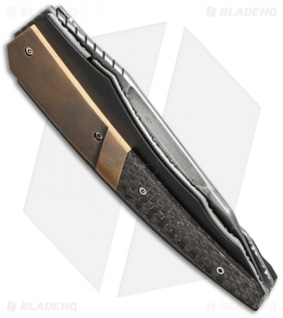 Corrie Schoeman D-TER Flipper Knife LSCF/Bronze (3.25" Hamon)