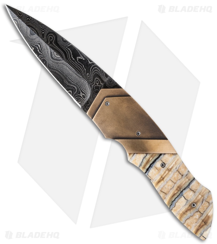 Corrie Schoeman D Vour Flipper Knife Mammoth/Bronze (3.25" Damascus)