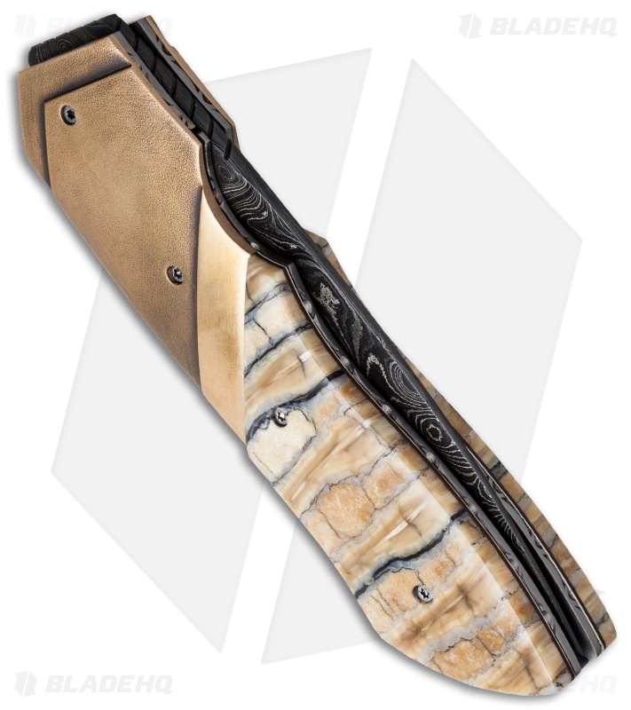 Corrie Schoeman D Vour Flipper Knife Mammoth/Bronze (3.25" Damascus)