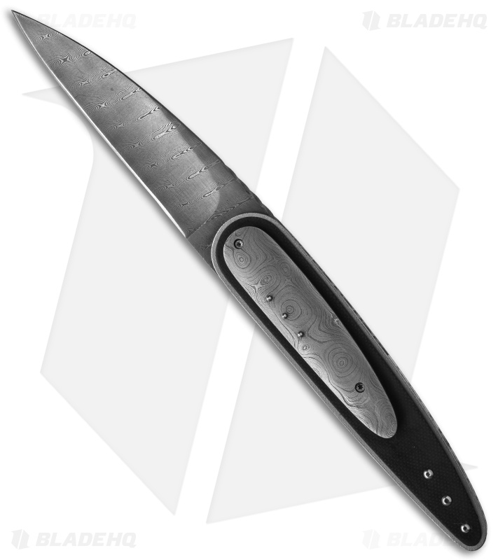 Corrie Schoeman Large Raindrop Liner Lock Knife Damascus/G-10 (3.5" Damascus)