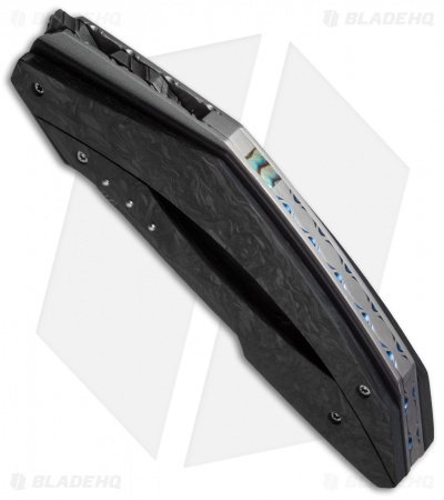 Corrie Schoeman X-Pert Flipper Knife Marble Carbon Fiber (2.9" Damascus)