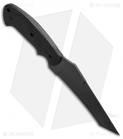 Crawford Custom Kasper Tanto Fighter Fixed Blade Knife Black Micarta (6" Black)