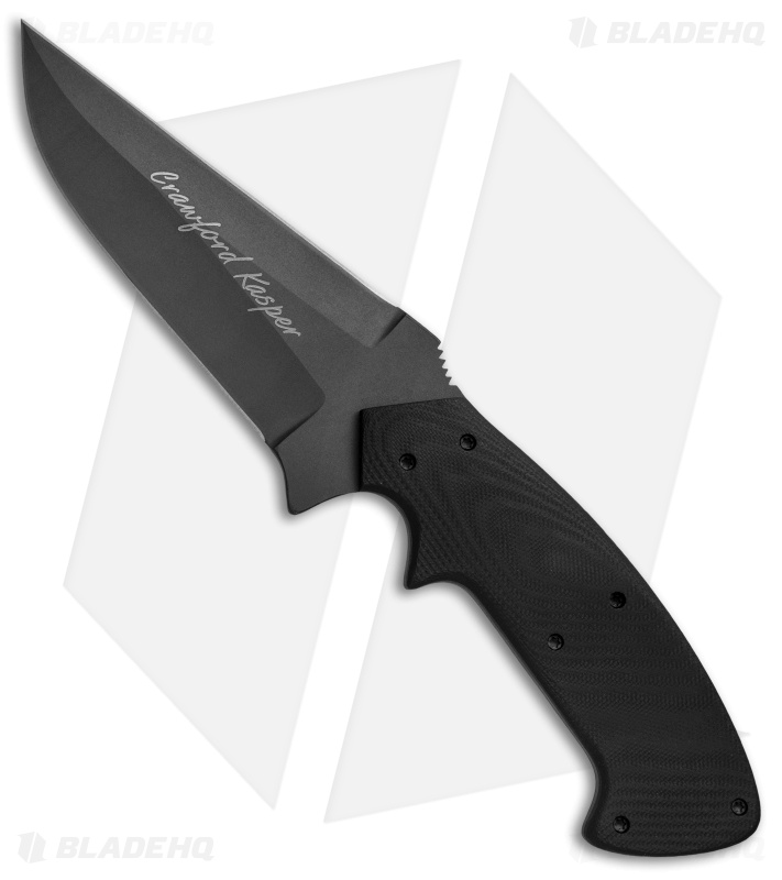 Crawford Custom Kasper Scorpion Fixed Blade Knife Black G-10 (4.5