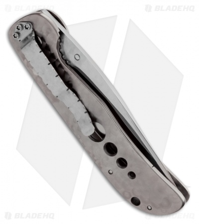 Crawford Knives Shark Liner Lock Knife Engine Turned Titanium (3.75" Satin)