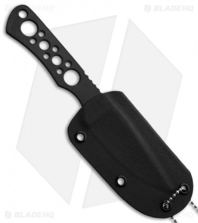 Custom Crawford Drop Point Neck Knife Fixed Blade (3" Black Plain)