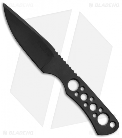 Custom Crawford Drop Point Neck Knife Fixed Blade (3" Black Plain)