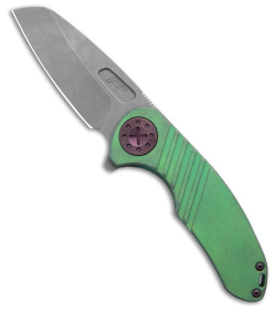 Curtiss Custom F3 Medium Sheepsfoot Knife Slide Ti Antique Green (3.2" BB)