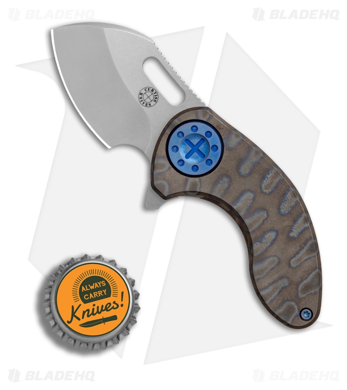 Curtiss Custom Custom Nano Flipper Knife Heat Ano Ti  w/ Blue Hardware (2" SW)