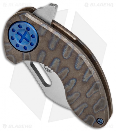 Curtiss Custom Custom Nano Flipper Knife Heat Ano Ti  w/ Blue Hardware (2" SW)