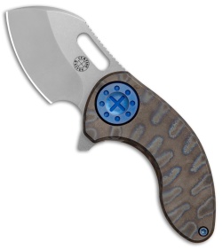 Curtiss Custom Custom Nano Flipper Knife Heat Ano Ti  w/ Blue Hardware (2" SW)