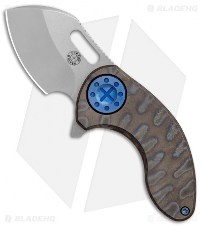Curtiss Custom Custom Nano Flipper Knife Heat Ano Ti  w/ Blue Hardware (2" SW)
