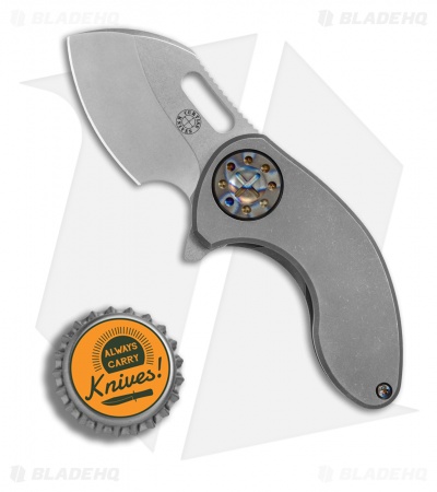 Curtiss Custom Knives Nano Flipper Knife Titanium w/ Flame Pivot (2" Stonewash)