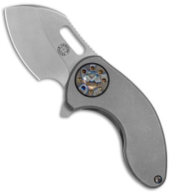 Curtiss Custom Knives Nano Flipper Knife Titanium w/ Flame Pivot (2" Stonewash)