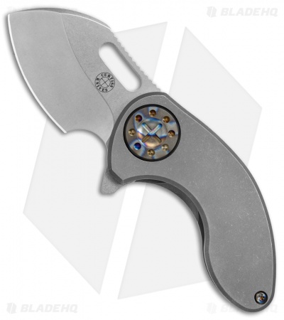 Curtiss Custom Knives Nano Flipper Knife Titanium w/ Flame Pivot (2" Stonewash)