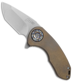 Curtiss Custom F3 Compact Flipper Knife Bronze Ti w/ Heat Ano Hardware (2.5" SW)