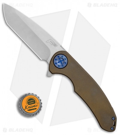 Curtiss Custom F3 Large Frame Lock Knife Bronze Ano Ti w/ Blue HW (3.7" SW)